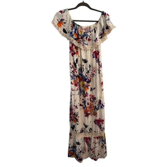 Altar’d State  Floral Maxi dress Off The Shoulder cottage Core BOHO Size SMALL - Picture 1 of 8